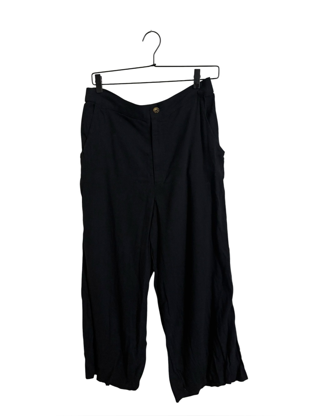 Hollister Black Linen Blend High Waist Wide Leg Crop Pants XL